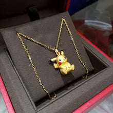 Load image into Gallery viewer, Gold 3D Anime Clavicle Necklace Happy Lucky Animal Pendant for Women Girls, Copper, Created Pearl
