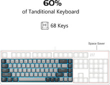 Load image into Gallery viewer, Portable 60% Mechanical Gaming Keyboard,  Mk-Box LED Backlit Compact 68 Keys Mini Wired Office Keyboard with Blue Switch for Windows Laptop PC Mac - Grey/Black
