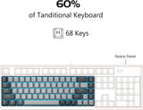 Portable 60% Mechanical Gaming Keyboard,  Mk-Box LED Backlit Compact 68 Keys Mini Wired Office Keyboard with Blue Switch for Windows Laptop PC Mac - Grey/Black