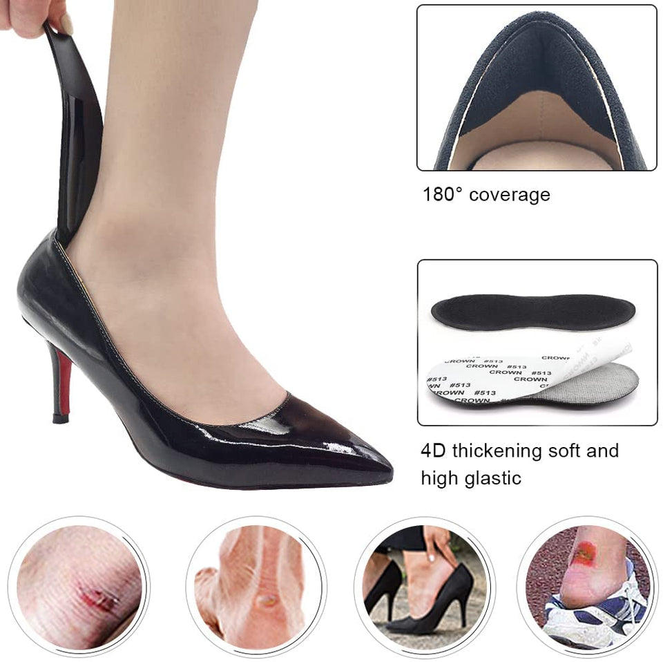 Dr. Foot'S Heel Grips for Men and Women, Self-Adhesive Heel Cushion Inserts Prevent Heel Slipping, Rubbing, Blisters, Foot Pain, and Improve Shoe Fit (Black)