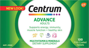 Advance, Multivitamin with Vitamins & Minerals to Support Energy, Immunity, Muscle Function & Healthy Skin, 100 Tablets