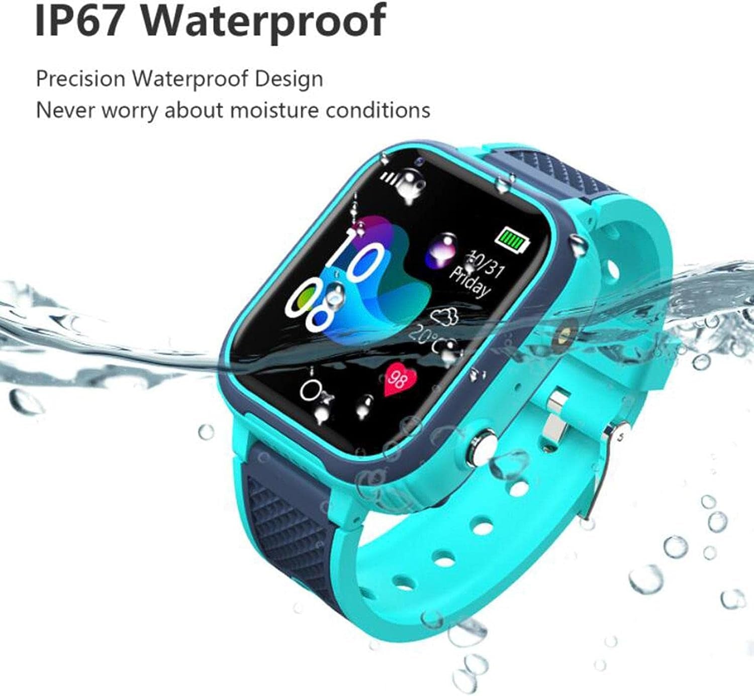 B Blesiya 4G IP67 Watch Phone Watch Call Flashlight Calculator for Children Boys Girls, Blue