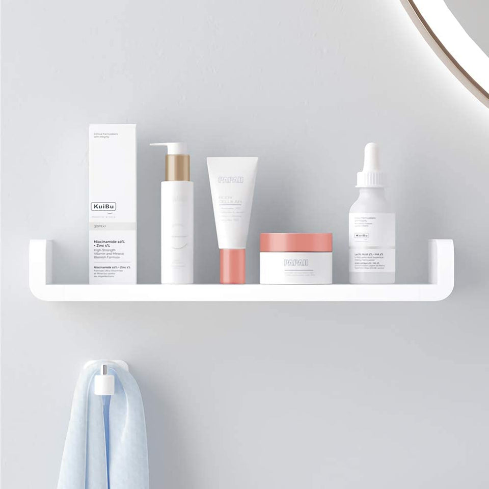 Floating Shelf Wall Mounted Non-Drilling, U Adhesive Bathroom Organizer Display Picture Ledge Shelf for Home Decor/Kitchen/Bathroom Storage 3 Set S+M+L