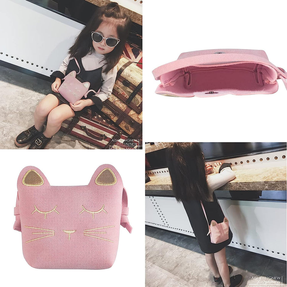 Little Girls' Shoulder Bag Handbag, Cute Cat Ear Crossbody Purse Body Bag for Kids Girls Toddlers (Pink)