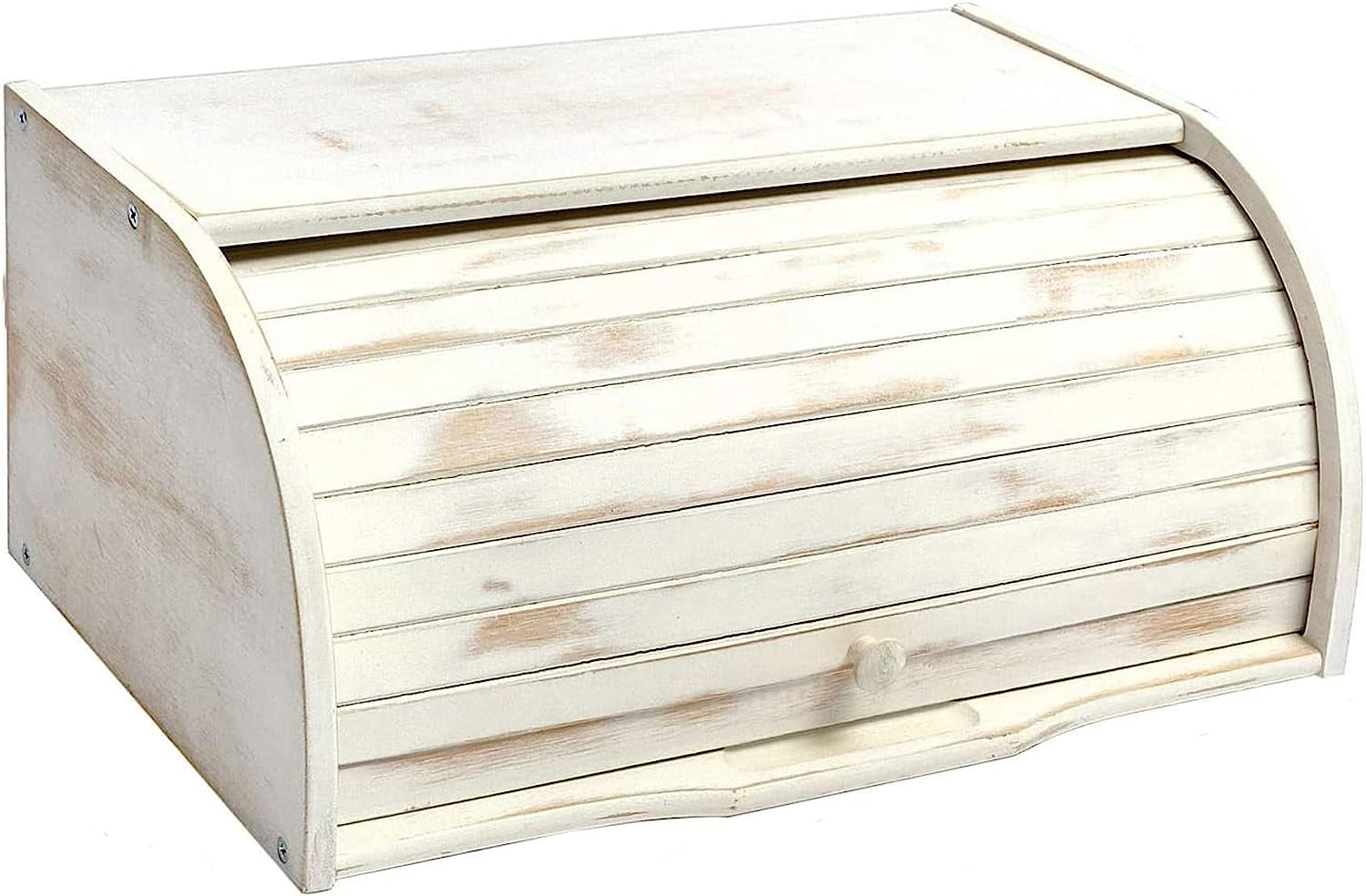 Bread Box - Bamboo Bread Bin for Kitchen Countertop Large Capacity Bread Storage Container Bread Box with Window Bread Holder Food Storage Kitchen Storage & Organisation, Self-Assembly (White)