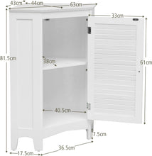 Load image into Gallery viewer, Corner Shutter Door Cabinet, Modern Bathroom Storage Oragnizer with Single Doors &amp; 2 Shelves, Free-Standing Corner Storage Cabinet for Bathroom, Kitchen, Living Room, Bedroom, White

