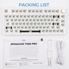 Load image into Gallery viewer, TH80 Pro 75% 80 Keys Hot Swap Bluetooth 5.0/2.4Ghz/Wired Keyboard PCB Mounting Plate Kit with Dampener Foams, South-Facing Leds, Compatible with 3/5 Pin Switch for Win/Mac PS5 PS4 Xbox(White)
