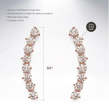 Load image into Gallery viewer, 14K Gold Plated&quot;Hearts &amp; Arrows&quot; Simulated Diamond Ear Crawler - Cuff Earrings Hypoallergenic Stud Ear Climber Jackets
