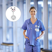 Load image into Gallery viewer, 1Pc Delicate Practical Second Alloy for with Convenient Nurse Doctors Panda on Cover Gifts Watches Clip Watch Hanging Pattern Metal Pocket Panda-Shaped Doctor Clip- Nurses
