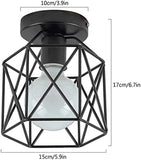 Vintage Hallway Ceiling Light E27 Edison Industrial Ceiling Light Max 40W Black Metal Semi Flush Mount Ceiling Light for Hallway Kitchen Hotel Restaurant Bar (Bulb No Included)