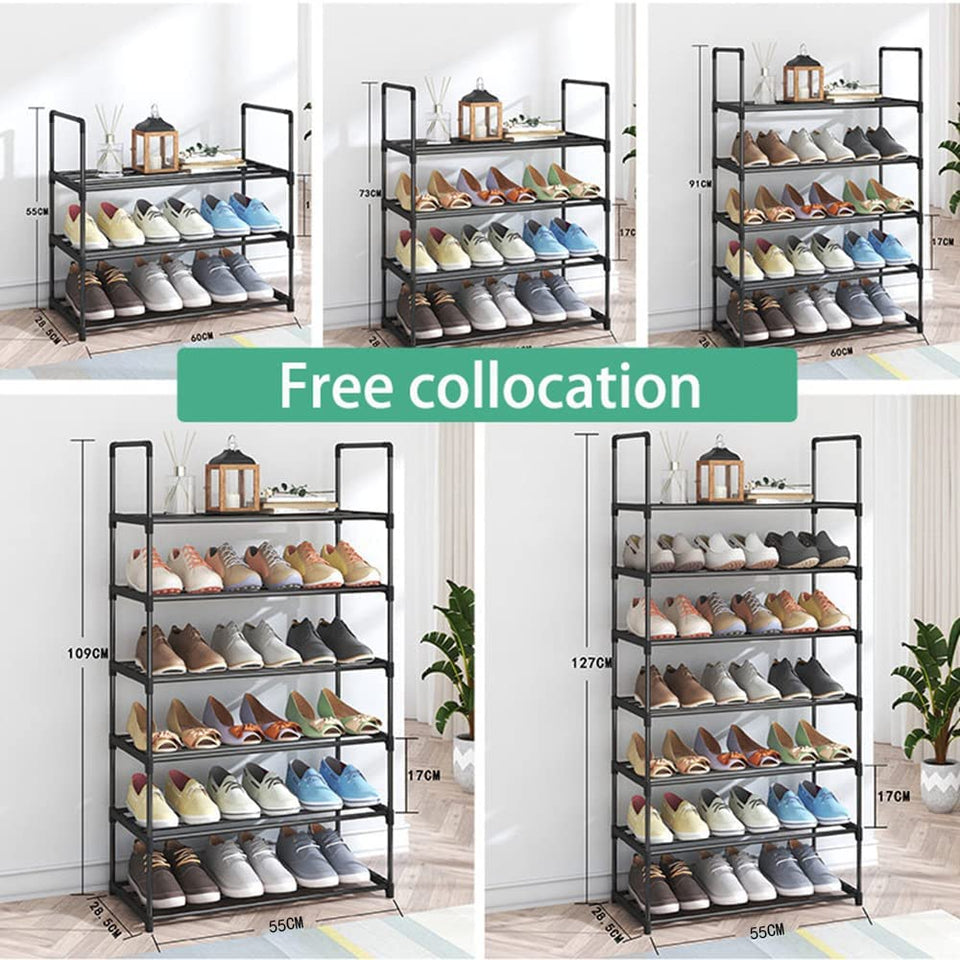 NBEST™ 4-Tier Shoe Rack, Shoe Storage Organizer, Hold up to 20 Pairs of Shoes, Stackable Shoe Tower for Living Room, Entryway(Black 80Cm 4-Tier)
