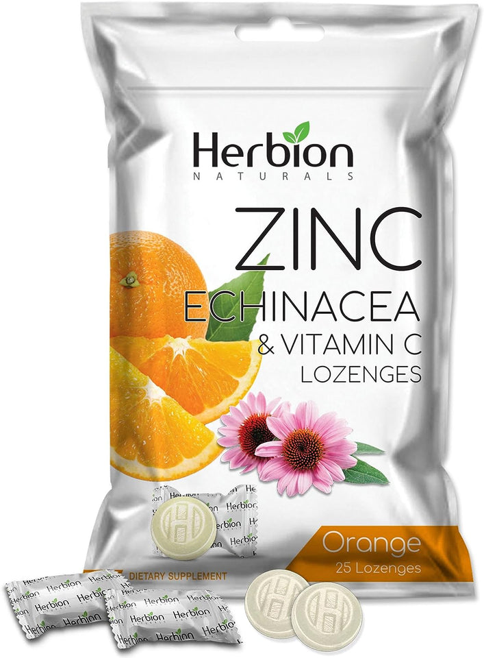 Zinc, Echinacea & Vitamin C Lozenges with Natural Orange Flavor - 25 CT – Dietary Supplement – Supports Immune System – Promotes Overall Good Health for Adults and Children 5+