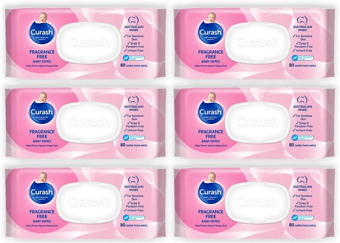 Fragrance Free Baby Wipes, 480 Wipes (6 X 80 Pack)