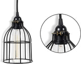 Cylinder Metal Wire Hanging Pendant Light Cage, Lamp Shade, Bulb Cover Guard, Ceiling Fan Globe Replacement, Lighting Fixture - Industrial Vintage DIY Project - Set of 2 - Black