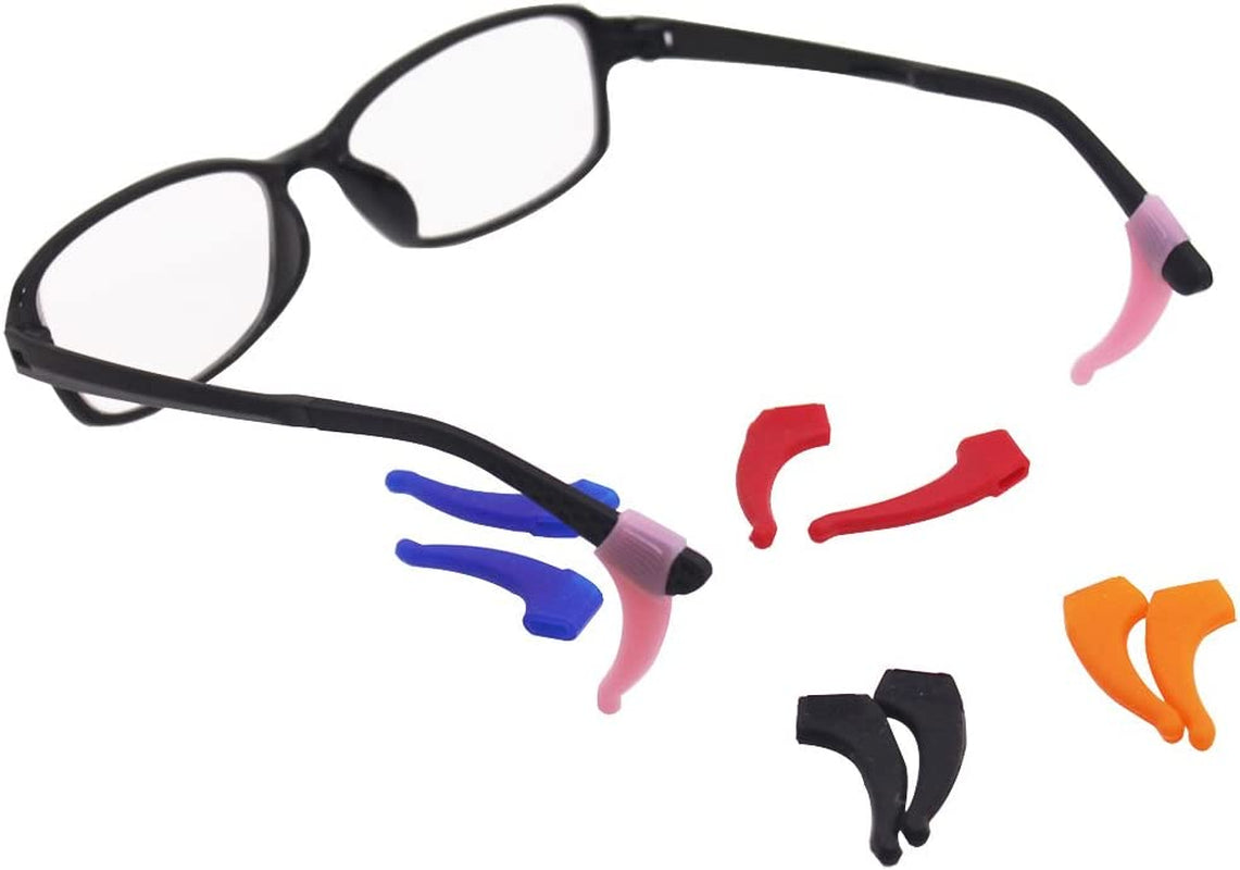 6 Pack Anti-Slip Silicone Glasses Straps with 6 Pairs Ear Grip Hooks, SENHA Soft Eyewear Retainer Eyeglasses Holder for Kids Adult Sports - Black, Red, Orange, Pink, Blue, Green