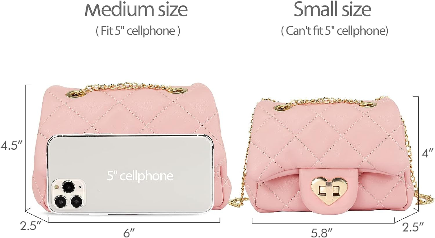 Kids Glitter Purse for Little Girls Toddler Crossbody Bags, Lambskin Pink, Medium