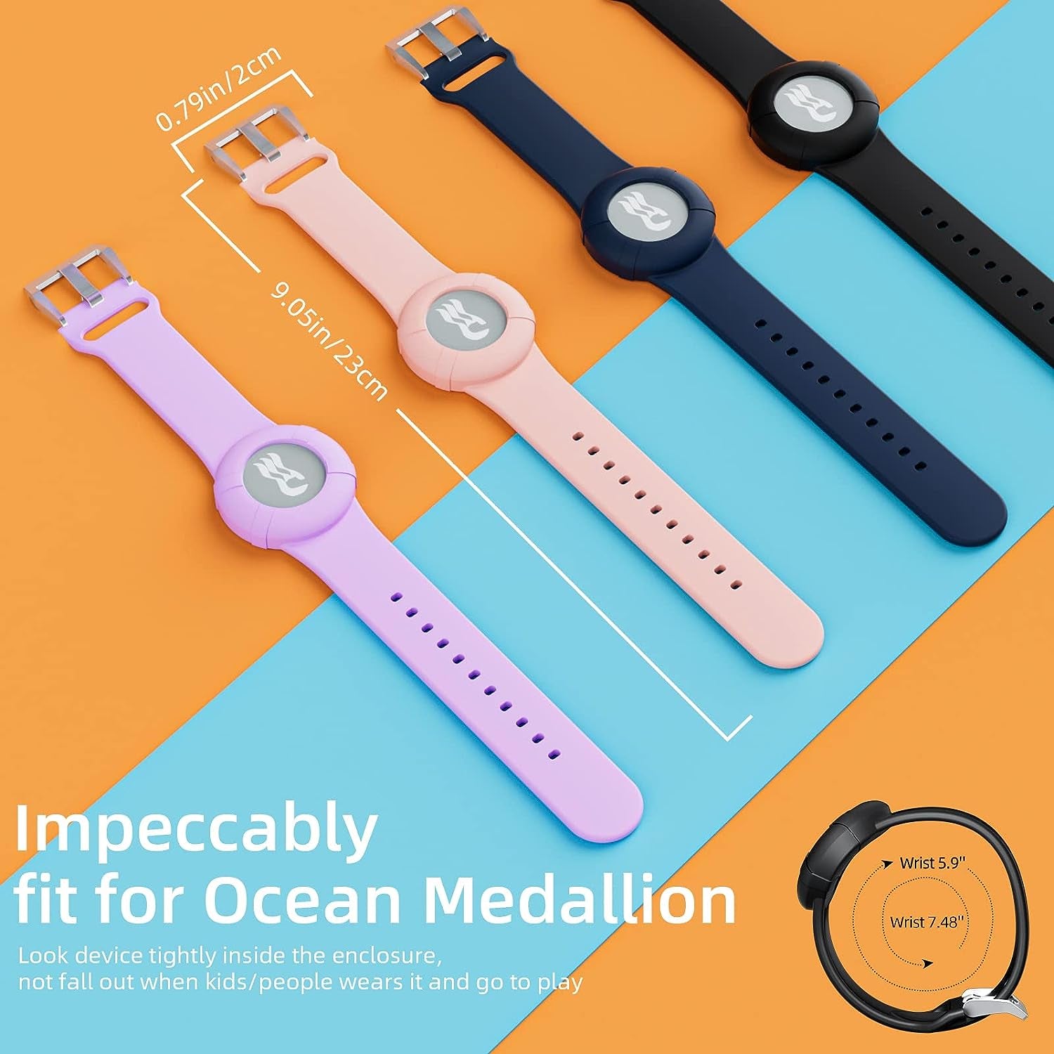 Bracelet for Princess Cruise Medallion Holder, Silicone Watch Band Compatible with Carnival Ocean Medallion, Adjustable Strap for Women Girls Kids Children