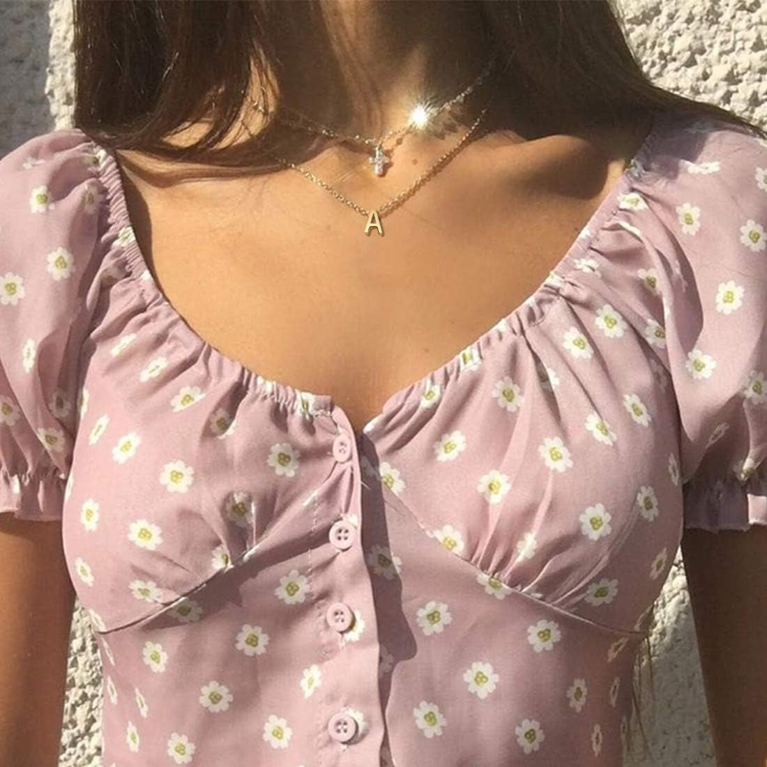 Small Initial Necklace 18K Gold Plated Stainless Steel Tiny Letter Necklace Personalized Monogram Name Necklace for Women Girls