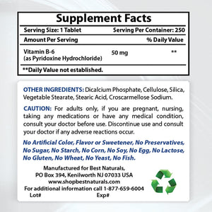 Vitamin B6 50 Mg 250 Tablets