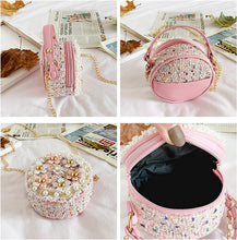 Load image into Gallery viewer, Forwe Little Girls Toddler Crossbody Purse with Pearl Flowers Mini Cute Princess Handbags Shoulder Chain Bag
