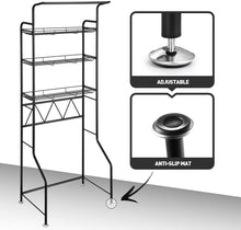 Load image into Gallery viewer, 3-Tier over Toilet Washing Machine Shelf Steel Freestanding Bathroom Rack Laundry Shelf Storage Organizer
