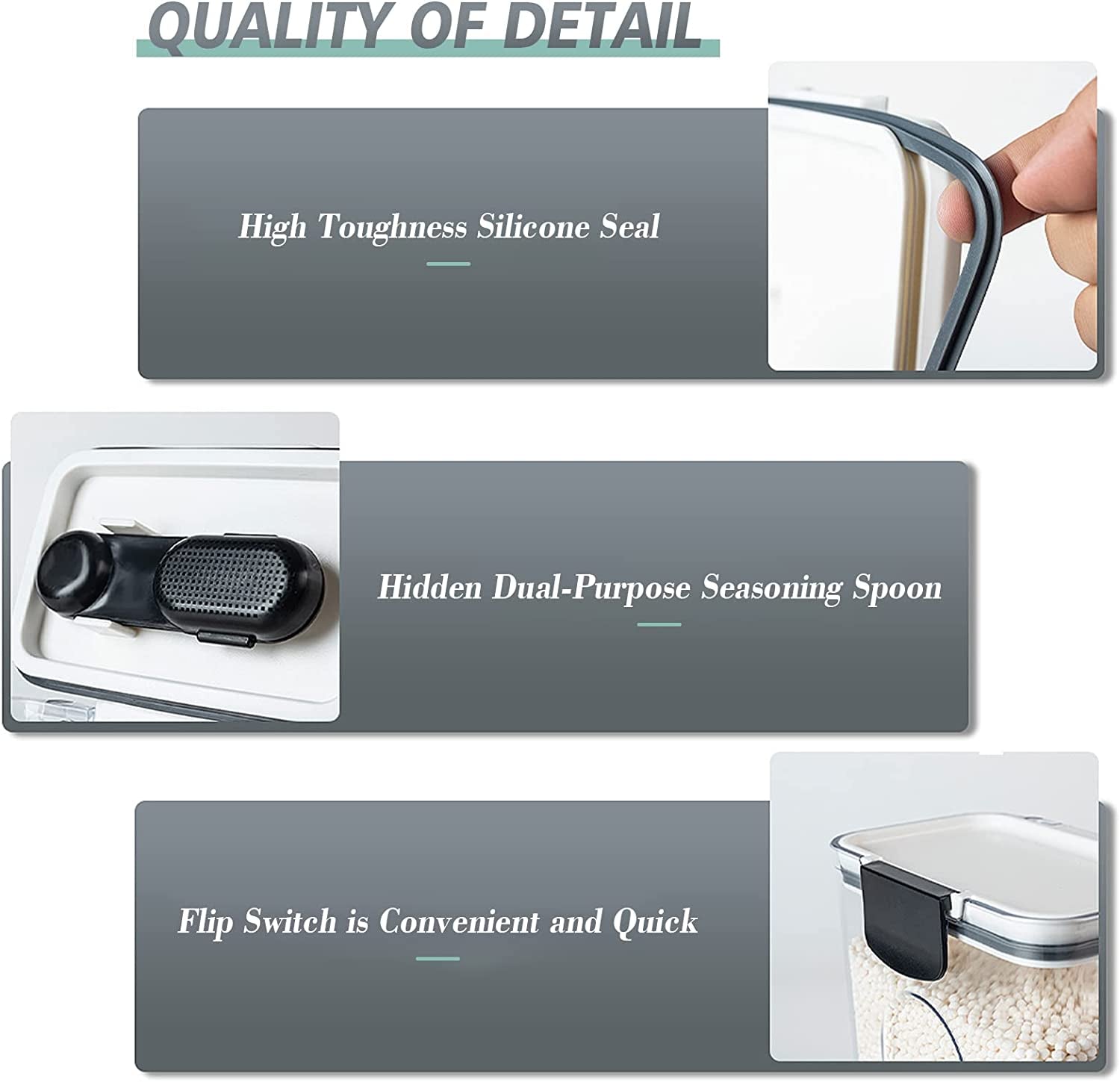 Airtight Food Storage Containers 4 Pcs Pantry & Kitchen Organization Container Large Cereal Rice Dispenser BPA Free Baking Storage Organiser with Leak Proof Lids