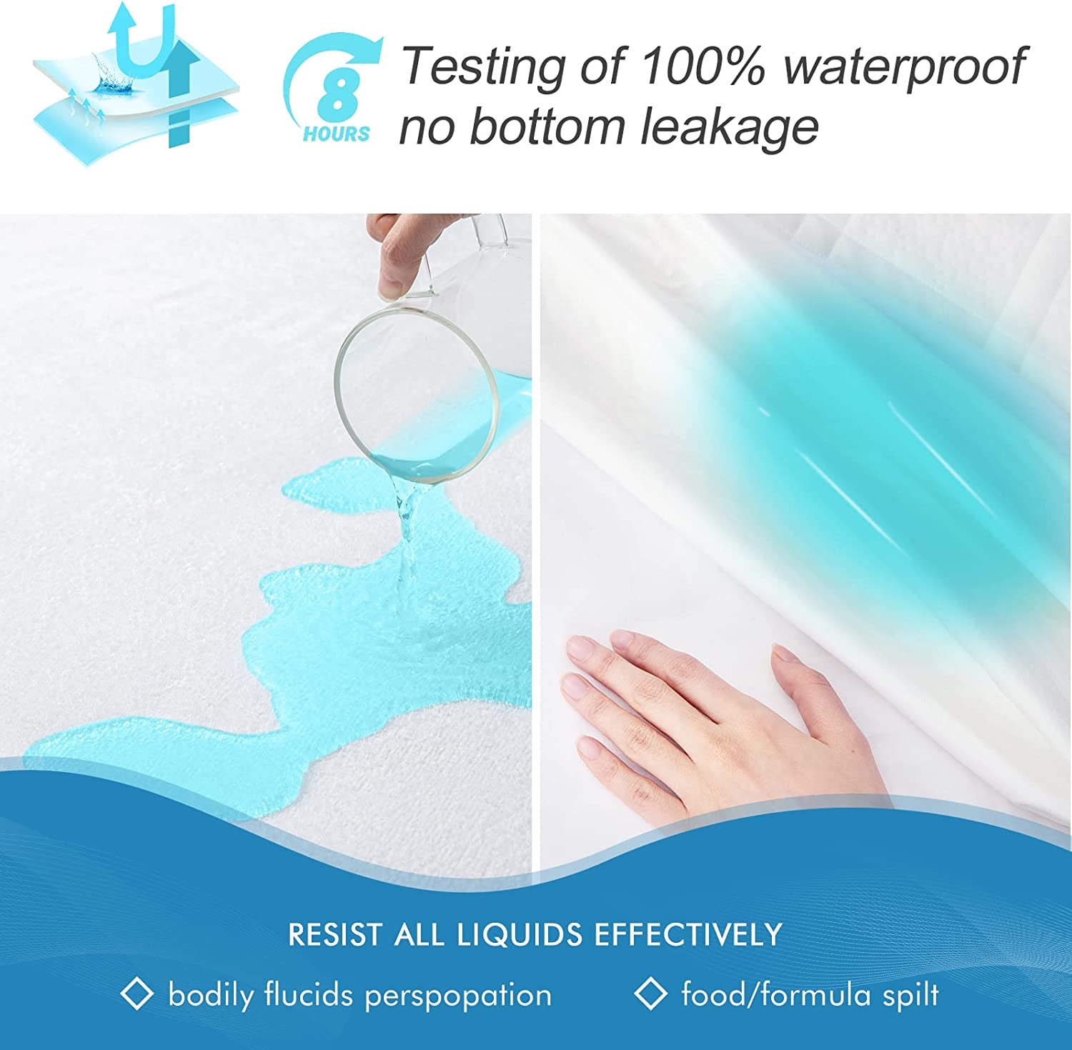 Queen Mattress Protector, Waterproof Mattress Cover, Cooling Bed Cover with Breathable Cotton Terry Surface, Vinyl Free and Fitted Sheet Style Pad Fits up to 18", Machine Washable, 60" X 80"