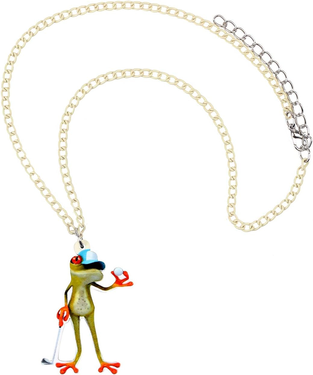 Acrylic Skateboard Frog Necklace Golf Boxer Frog Pendant Jewelry Gifts for Women Girls Ladies