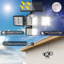 Load image into Gallery viewer, Solar Lights Outdoor, Motion Sensor Security Lights, Separate Solar Panel, 4 Adjustable Head, 198 LED 300° Wide Angle, Waterproof Wall Lights for Porch Yard Garage Pathway
