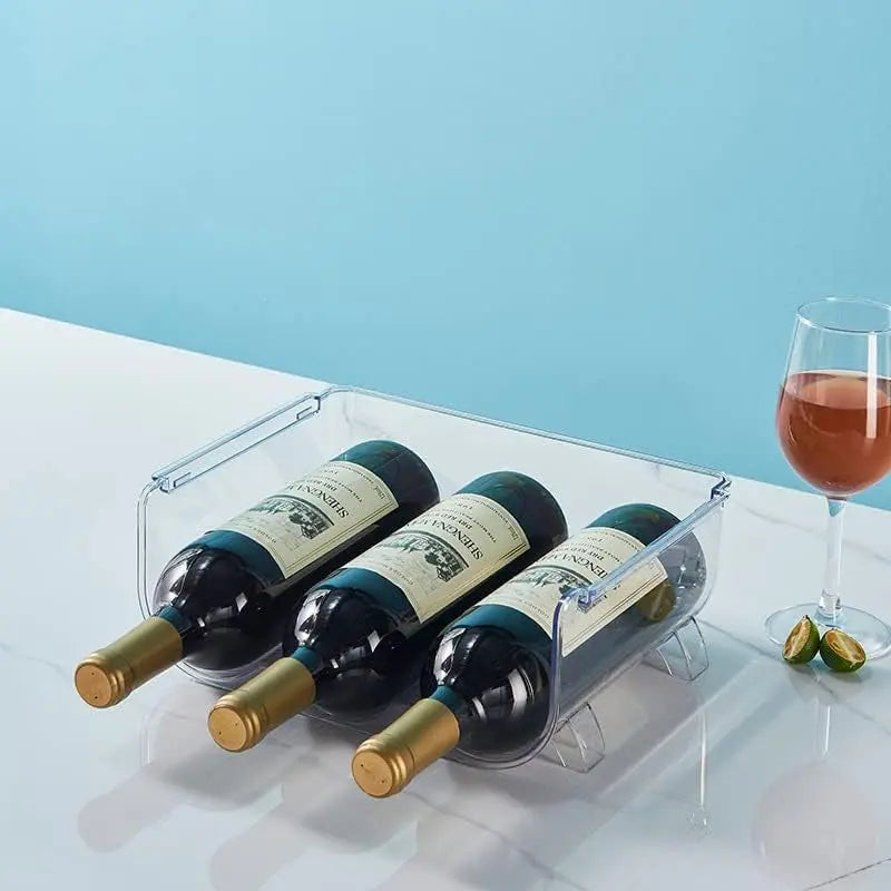 2 Pack Plastic Water Bottle Organizer, Stackable Bottle Holder,Wine Bottle Holder, Drink Organizer Shelf,Storage Rack for Kitchen Countertop, Cabinet, Pantry, Fridge