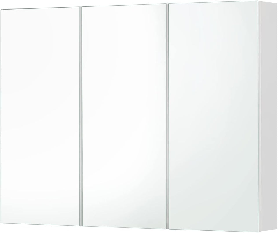Welba Bathroom Cabinet with Mirror Adjustable Shelves Cupboard Shower Mirror Cabinet Wall Mount Storage Cabinet 90 X 72Cm