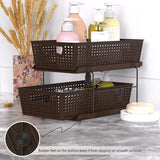 Simplehouseware 2 Tier Bathroom Organizer Tray Pull-Out Sliding Drawer/Under-Sink Storage, Brown