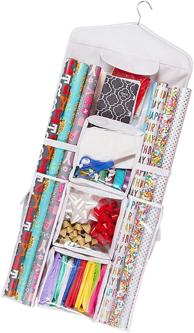 Wraps Storage Bag Double- Sided Jewelry Hanging Bag Sundries Organizer (White)