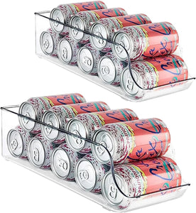 [2 Pack]  Clear Stackable Can Dispenser for Refrigerator - Soda Beverage Can Organiser Fridge/Pantry Storage Organiser for Cabinets, Countertops, Kitchen Storage & Organisation