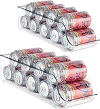 [2 Pack]  Clear Stackable Can Dispenser for Refrigerator - Soda Beverage Can Organiser Fridge/Pantry Storage Organiser for Cabinets, Countertops, Kitchen Storage & Organisation