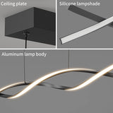 LED Modern Chandelier, Dimmable Ceiling Light with Remote Control L100Xw14Cm Creative Pendant Lights Fixture Acrylic Wave Black Island Light Linear Chandeliers for Dining Room Living Room Kitchen