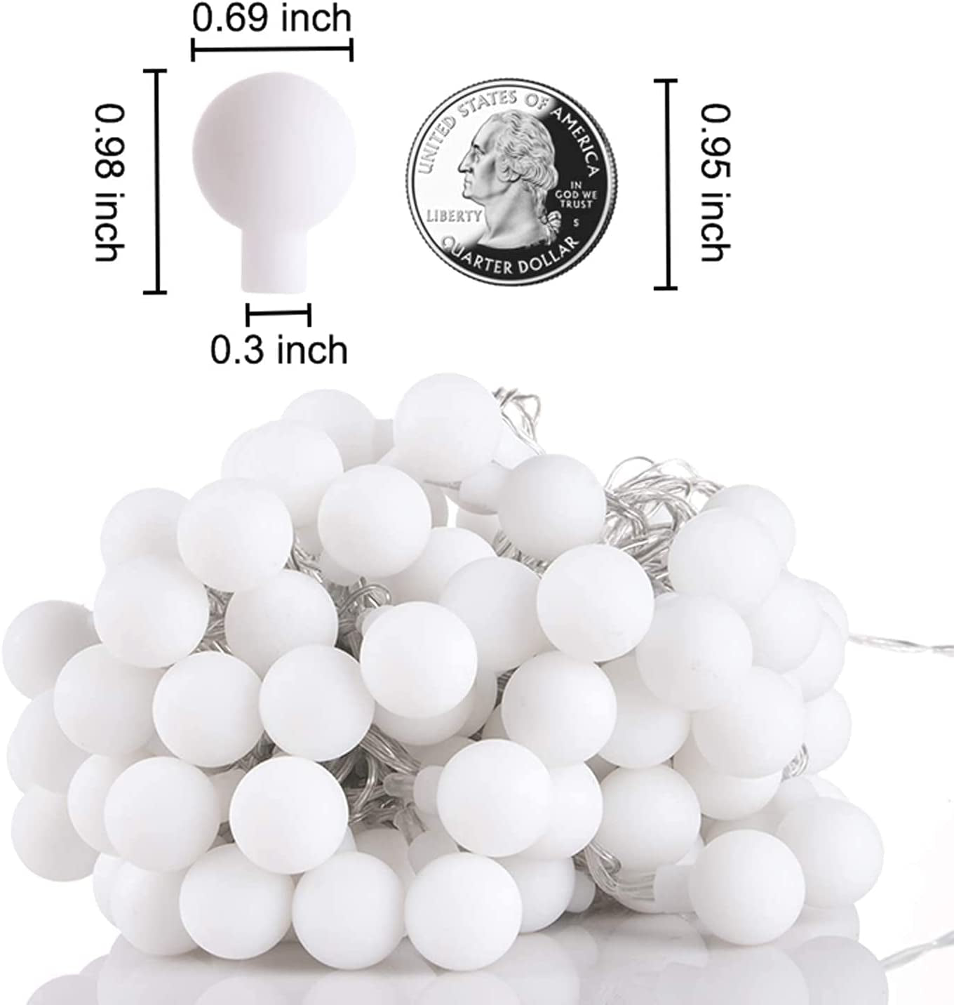 Globe String Lights Fairy Lights, 33Ft 100LED String Lights with 8-Mode Remote Waterproof Indoor Outdoor Hanging Lights Decorative Christmas Lights for Home Party Patio Garden Wedding (33Ft-Warm White)