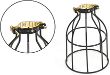 Load image into Gallery viewer, Cylinder Metal Wire Hanging Pendant Light Cage, Lamp Shade, Bulb Cover Guard, Ceiling Fan Globe Replacement, Lighting Fixture - Industrial Vintage DIY Project - Set of 2 - Black
