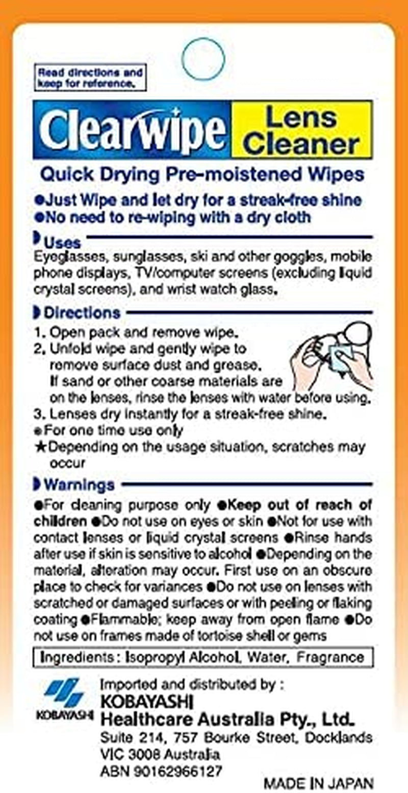 Lens Cleaner Alcohol Pre Moist Glasses Cleaning Wipe, 60 Count