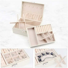 Load image into Gallery viewer, Jewellery Organizer Case Box Holder Storage Earring Ring Velvet Display Leather pattanaustralia
