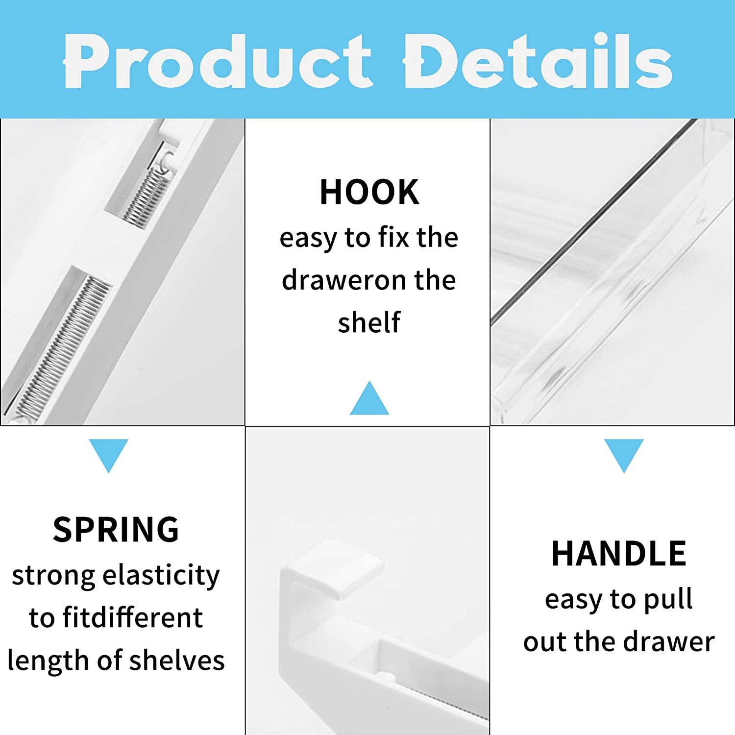 Egg Holder for Refrigerator with Handle, Automatic Rolling Egg Storage Container for Refrigerator Clear Plastic Egg Drawer for Refrigerator Pull Out Egg Tray for Fridge Shelf