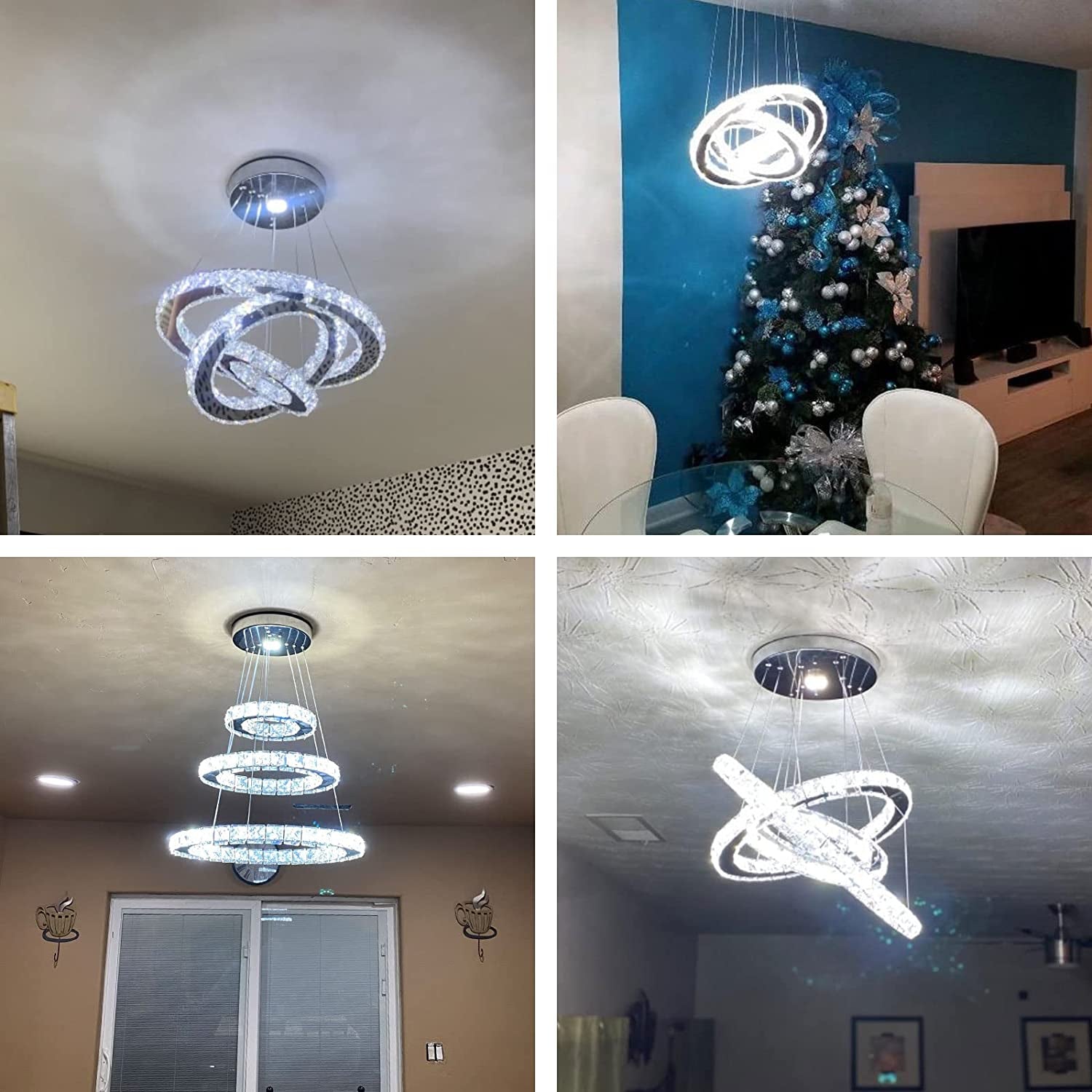 Modern Crystal Chandeliers LED Chandelier Pendant Lights Chandelier Rings Pendant Light 20/30/40Cm(8/12/16 Inches)(Cool White 20/30/40)