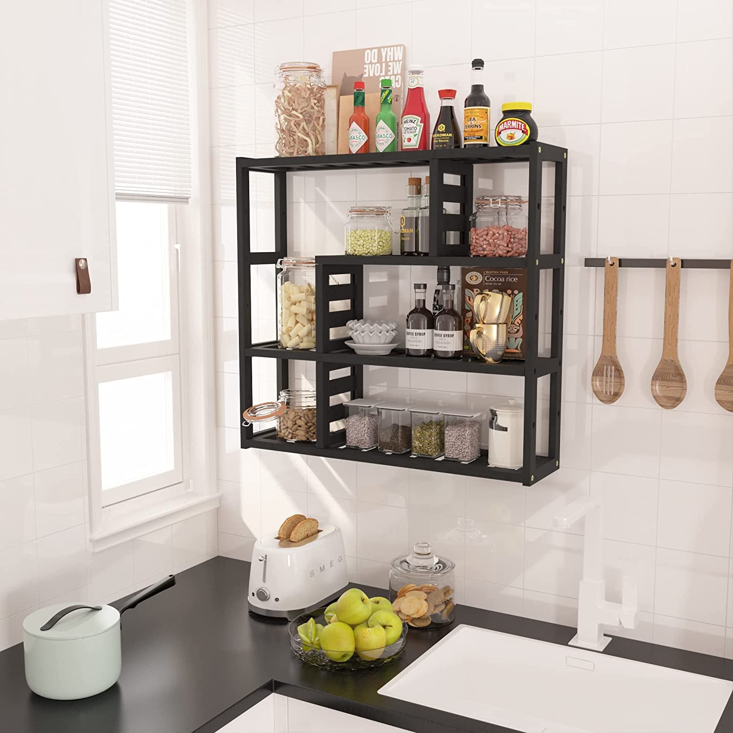 Bathroom Organizer over Toilet,Plant Stands for Indoor Plants,3 Tier Floating Shelves for Bedroom, Living Room, Bathroom and Kitchen