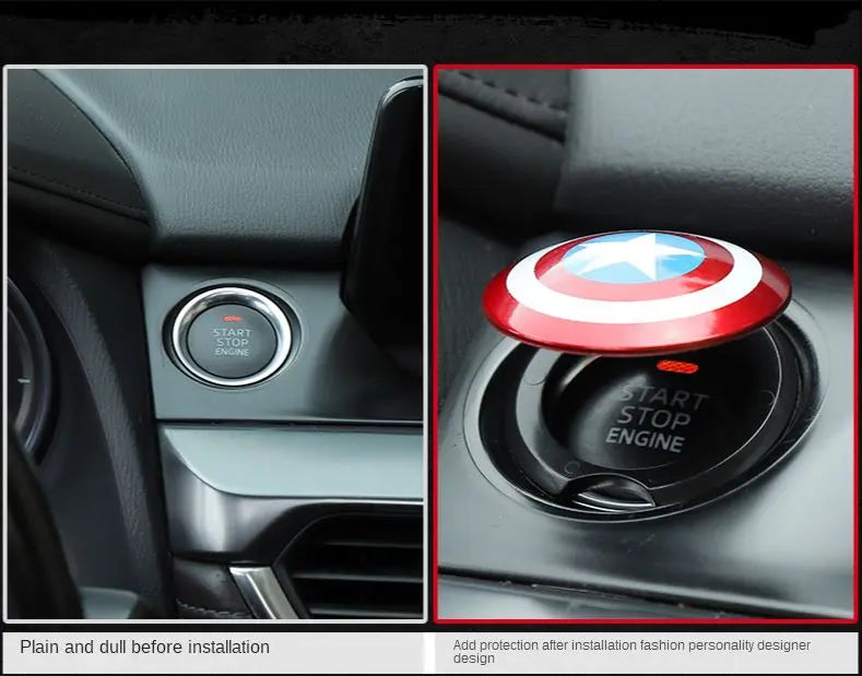 Marvel Captain America Car One-button Start Button Decorative Protective Cover Stickers Ignition Device Switch Decorative pattanaustralia