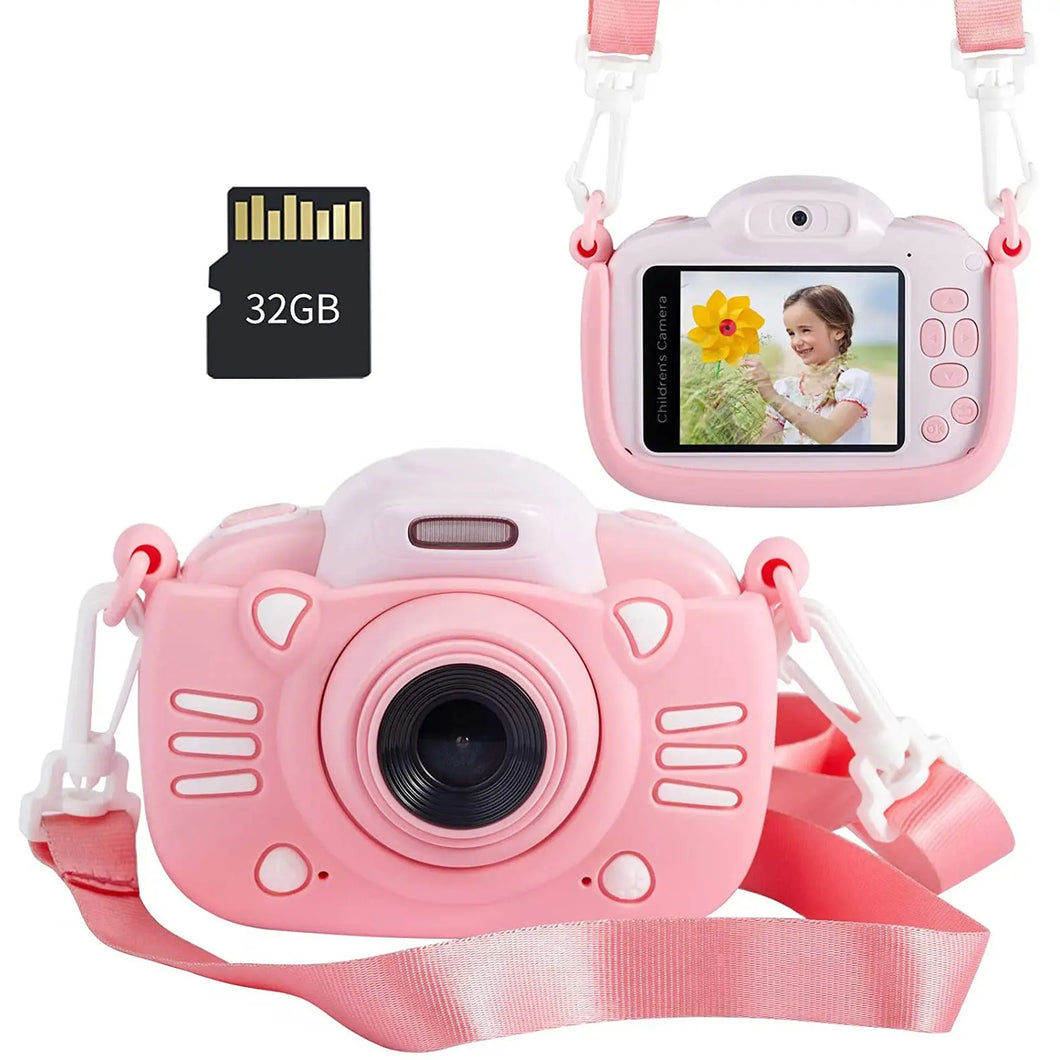 Kids Digital, 30MP  Selfie Camera for Boys and Girls, 1080P Rechargeable Video Recorder with 32GB SD Card, 2.4 inch IPS Screen