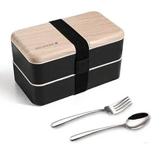 Load image into Gallery viewer, Original Bento Box Lunch Boxes Container Bundle Divider Japanese Style with Stainless Steel Utensils Spoon and Fork
