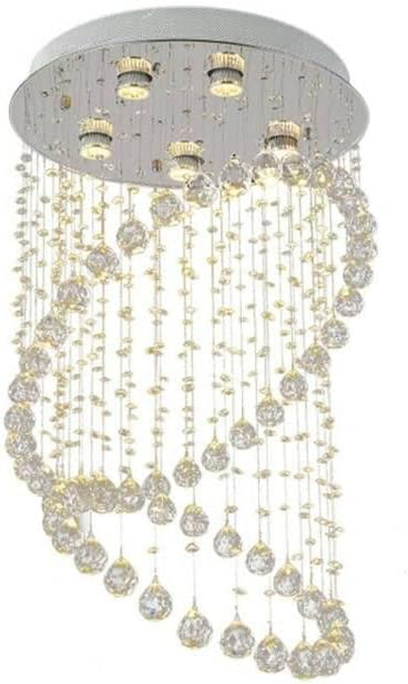 Modern Simple Crystal Chandelier Circular Creative Living Room Lamp Dining Room Lamp Aisle Lamp Crystal Lighting (D19.7 Inch-Warm Light)