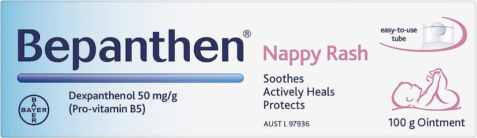 Bepanthen Nappy Rash Ointment Has a Unique Dual Action to Help Treat and Prevent Nappy Rash, Soothing and Hydrating Baby Skin Ointment, 100 G