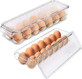 Egg Holder for Refrigerator 2 Pcs Egg Storage Organizer Container with Lids Plastic Egg Tray 14 Eggs Fridge Stackable Egg Storage Frigerator Organizer Bins for Egg Refrigerator Kitchen