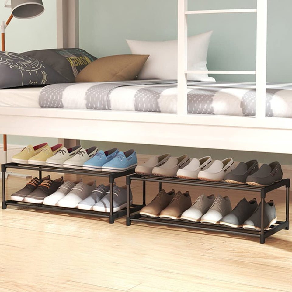 NBEST™ 4-Tier Shoe Rack, Shoe Storage Organizer, Hold up to 20 Pairs of Shoes, Stackable Shoe Tower for Living Room, Entryway(Black 80Cm 4-Tier)